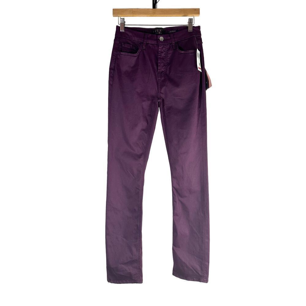 Jen7 Sateen Slim Straight 7 For All Mankind Stretch Pants Size 4 Purple